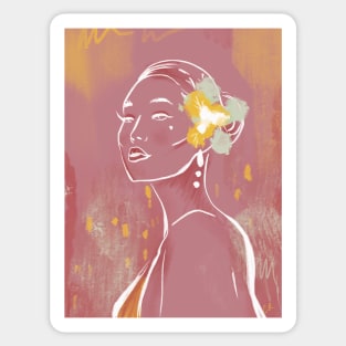 Woman Line Figure Abstract Plum by Cindy Rose Studio Sticker